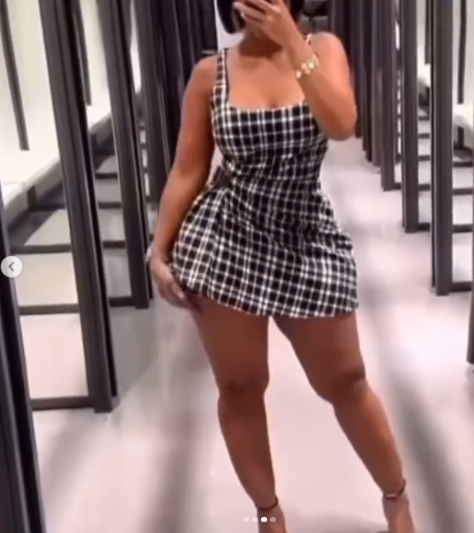 Black & White Checked Elegant Tweed Mini Dress